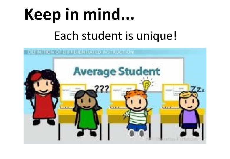 Keep in mind. . . Each student is unique! 