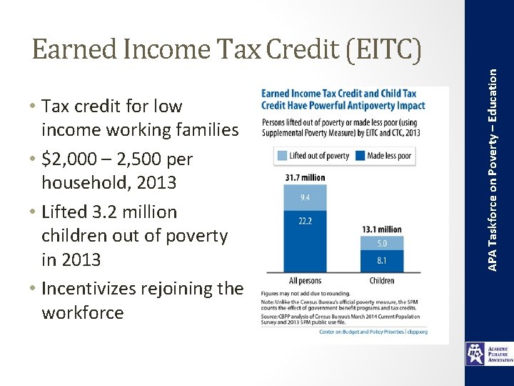  • Tax credit for low income working families • $2, 000 – 2,
