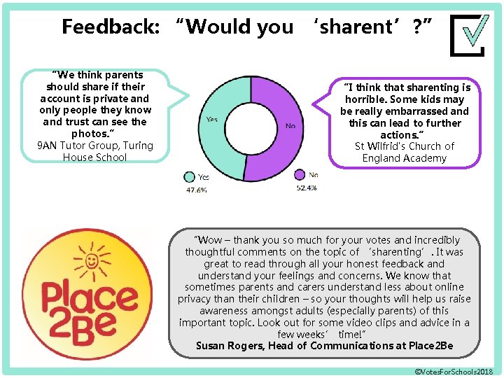 Feedback: “Would you ‘sharent’? ” “We think parents should share if their account is