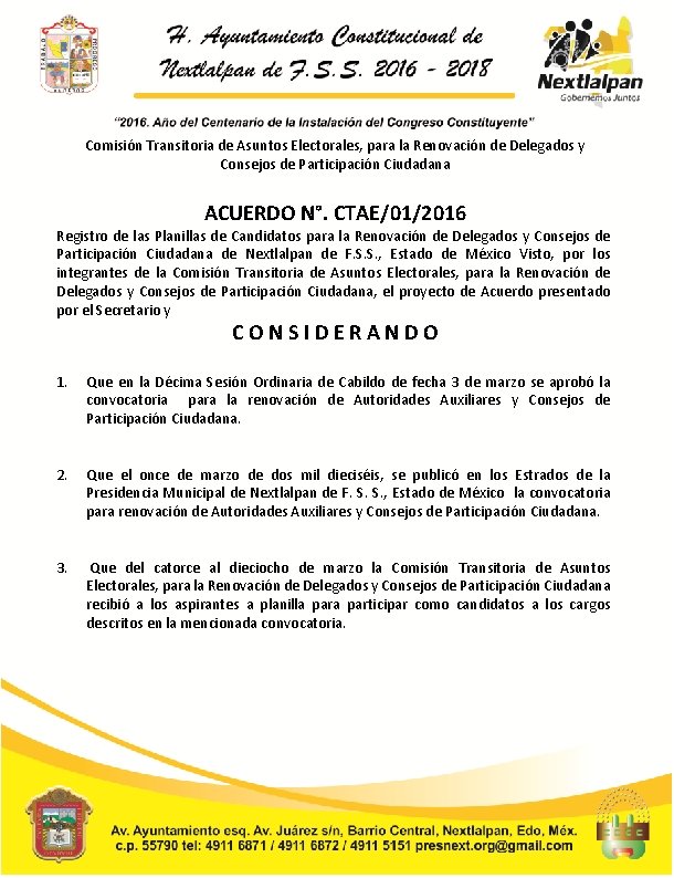 Comisión Transitoria de Asuntos Electorales, para la Renovación de Delegados y Consejos de Participación