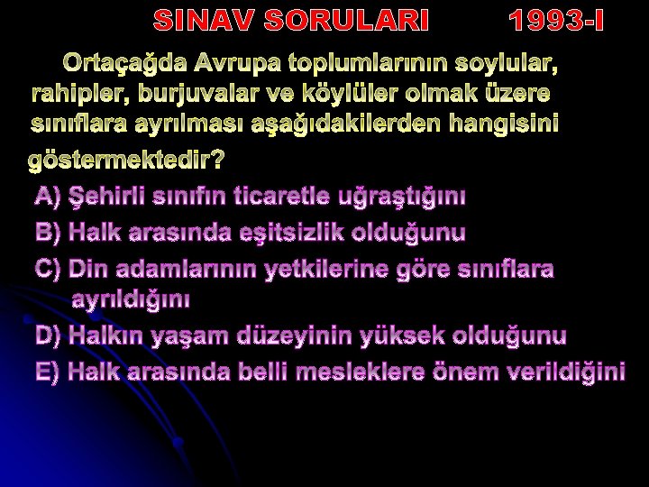 SINAV SORULARI 1993 -I 