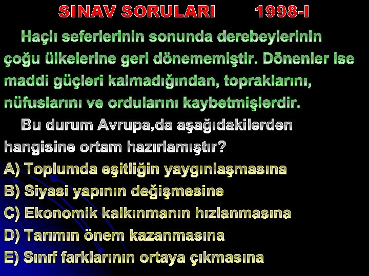 SINAV SORULARI 1998 -I 