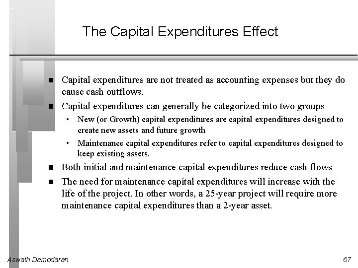 The Capital Expenditures Effect Capital expenditures are not treated as accounting expenses but they
