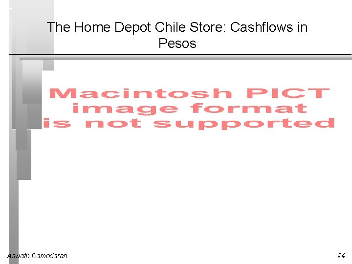 The Home Depot Chile Store: Cashflows in Pesos Aswath Damodaran 94 