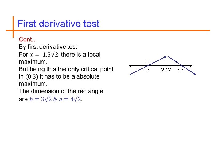 First derivative test + 2 2. 12 2. 2 