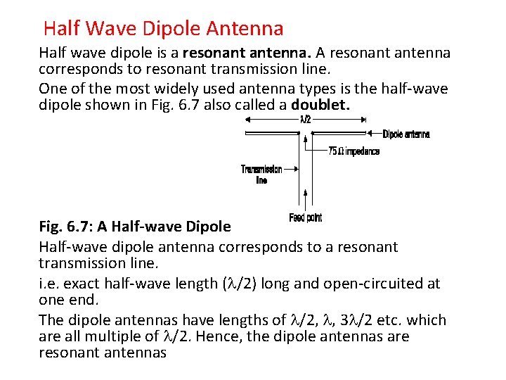 Half Wave Dipole Antenna Half wave dipole is a resonant antenna. A resonant antenna