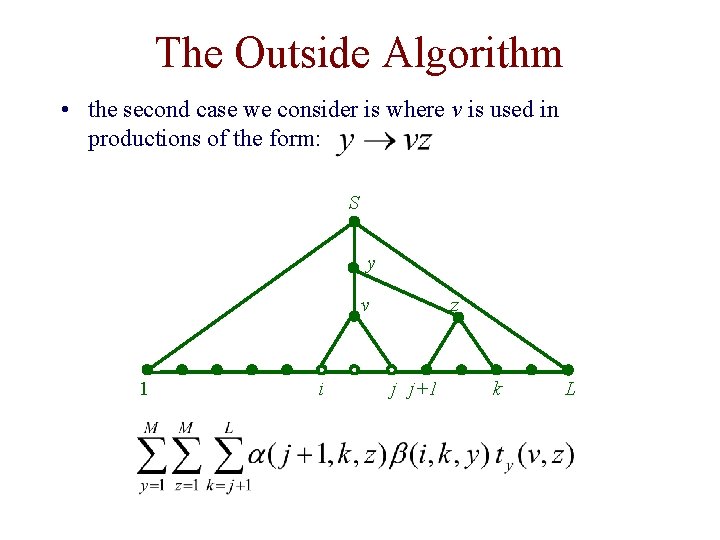 The Outside Algorithm • the second case we consider is where v is used The Outside Algorithm • the second case we consider is where v is used