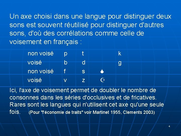 Un axe choisi dans une langue pour distinguer deux sons est souvent réutilisé pour