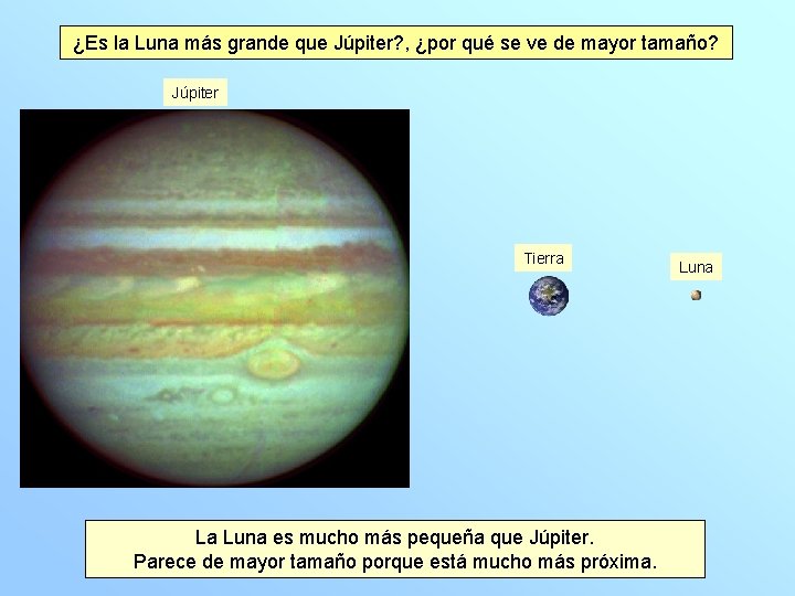 ¿Es la Luna más grande que Júpiter? , ¿por qué se ve de mayor