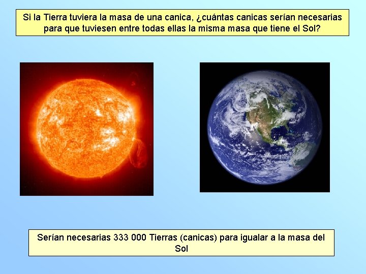 Si la Tierra tuviera la masa de una canica, ¿cuántas canicas serían necesarias para