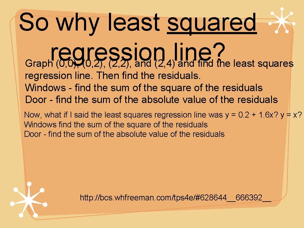 So why least squared regression line? Graph (0, 0), (0, 2), (2, 2), and