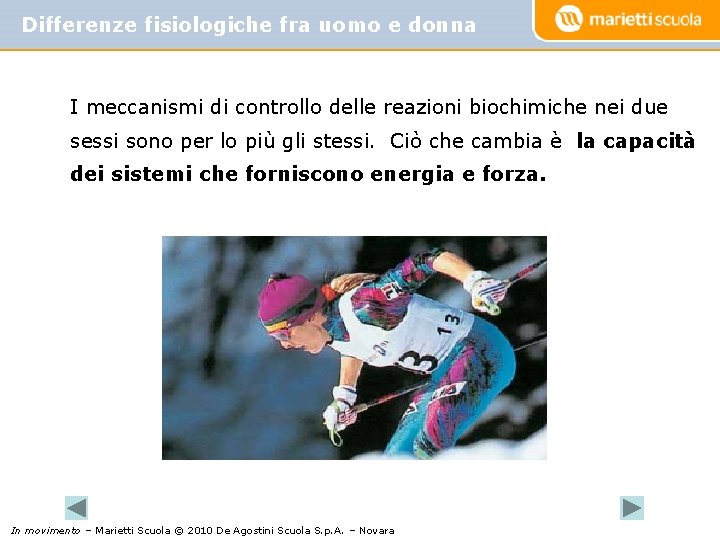 Differenze fisiologiche fra uomo e donna I meccanismi di controllo delle reazioni biochimiche nei