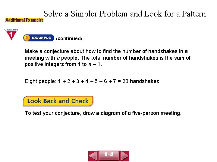 COURSE 3 LESSON 8 -4 Solve a Simpler Problem and Look for a Pattern
