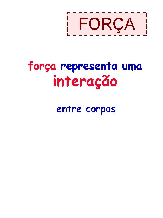 FORÇA força representa uma interação entre corpos 