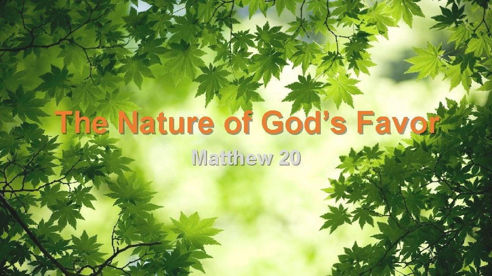 The Nature of God’s Favor Matthew 20 