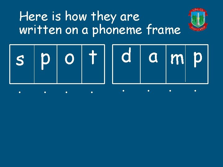 Here is how they are written on a phoneme frame s p o t