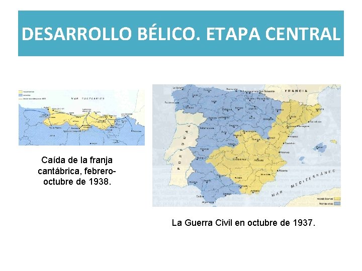 DESARROLLO BÉLICO. ETAPA CENTRAL Caída de la franja cantábrica, febrerooctubre de 1938. La Guerra