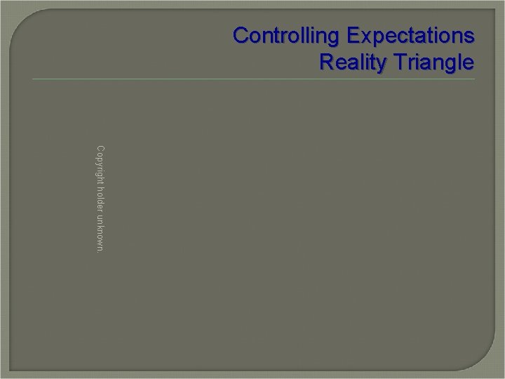 Controlling Expectations Reality Triangle Copyright holder unknown. 