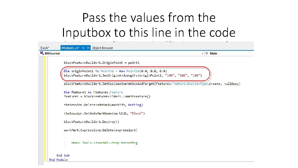 Pass the values from the Inputbox to this line in the code 