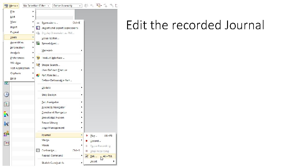 Edit the recorded Journal 