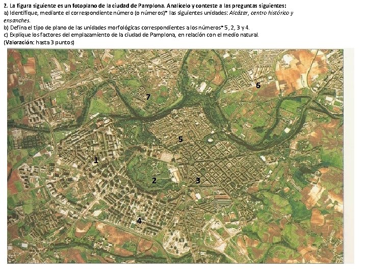 2. La figura siguiente es un fotoplano de la ciudad de Pamplona. Analícelo y