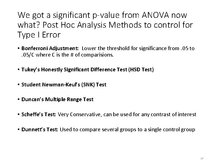 We got a significant p-value from ANOVA now what? Post Hoc Analysis Methods to We got a significant p-value from ANOVA now what? Post Hoc Analysis Methods to