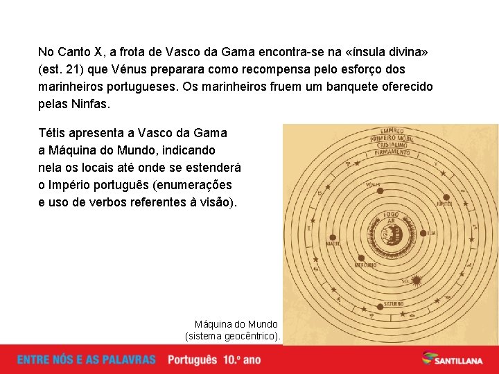 No Canto X, a frota de Vasco da Gama encontra-se na «ínsula divina» (est.