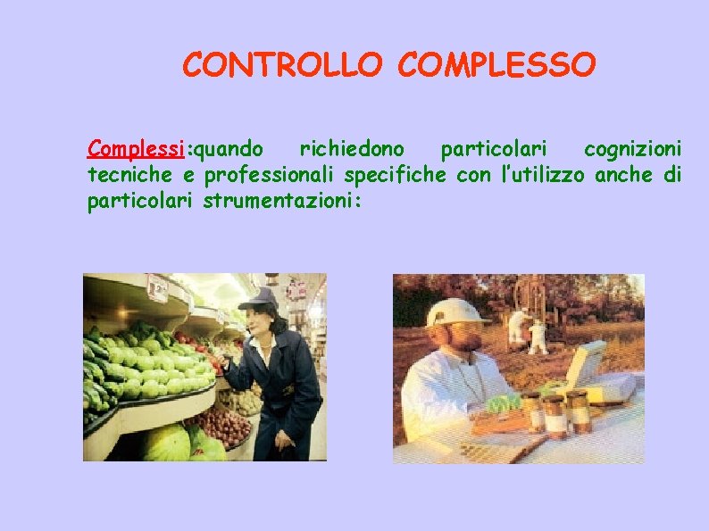 CONTROLLO COMPLESSO Complessi: quando richiedono particolari cognizioni tecniche e professionali specifiche con l’utilizzo anche