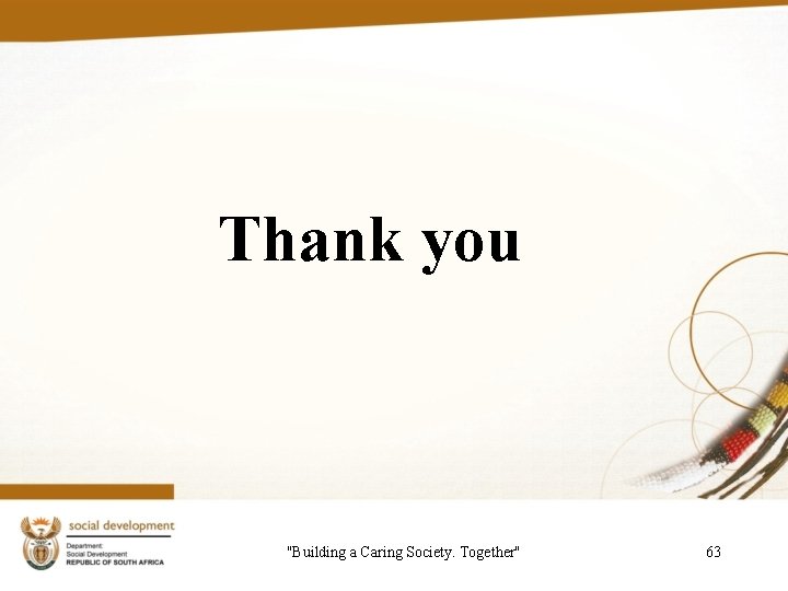 Thank you "Building a Caring Society. Together" 63 