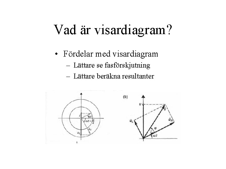 Vad är visardiagram? • Fördelar med visardiagram – Lättare se fasförskjutning – Lättare beräkna