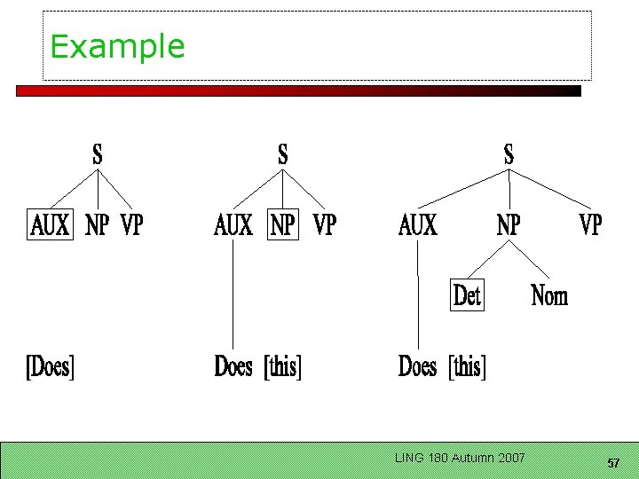 Example LING 180 Autumn 2007 57 
