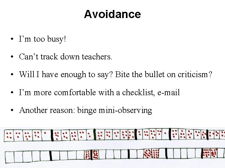 Avoidance • I’m too busy! • Can’t track down teachers. • Will I have