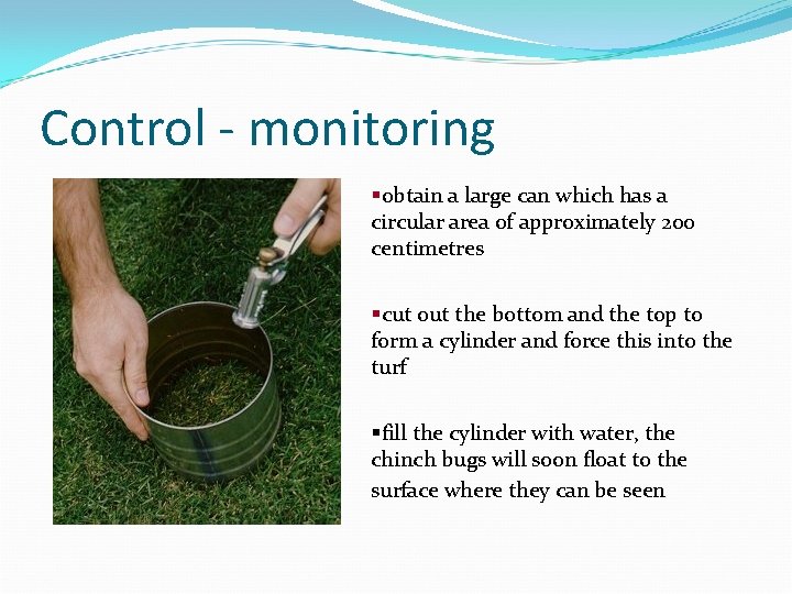 Control - monitoring §obtain a large can which has a circular area of approximately