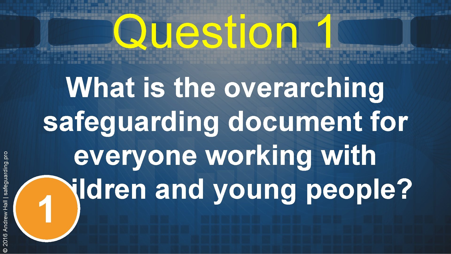 © 2016 Andrew Hall | safeguarding. pro Question 1 What is the overarching safeguarding