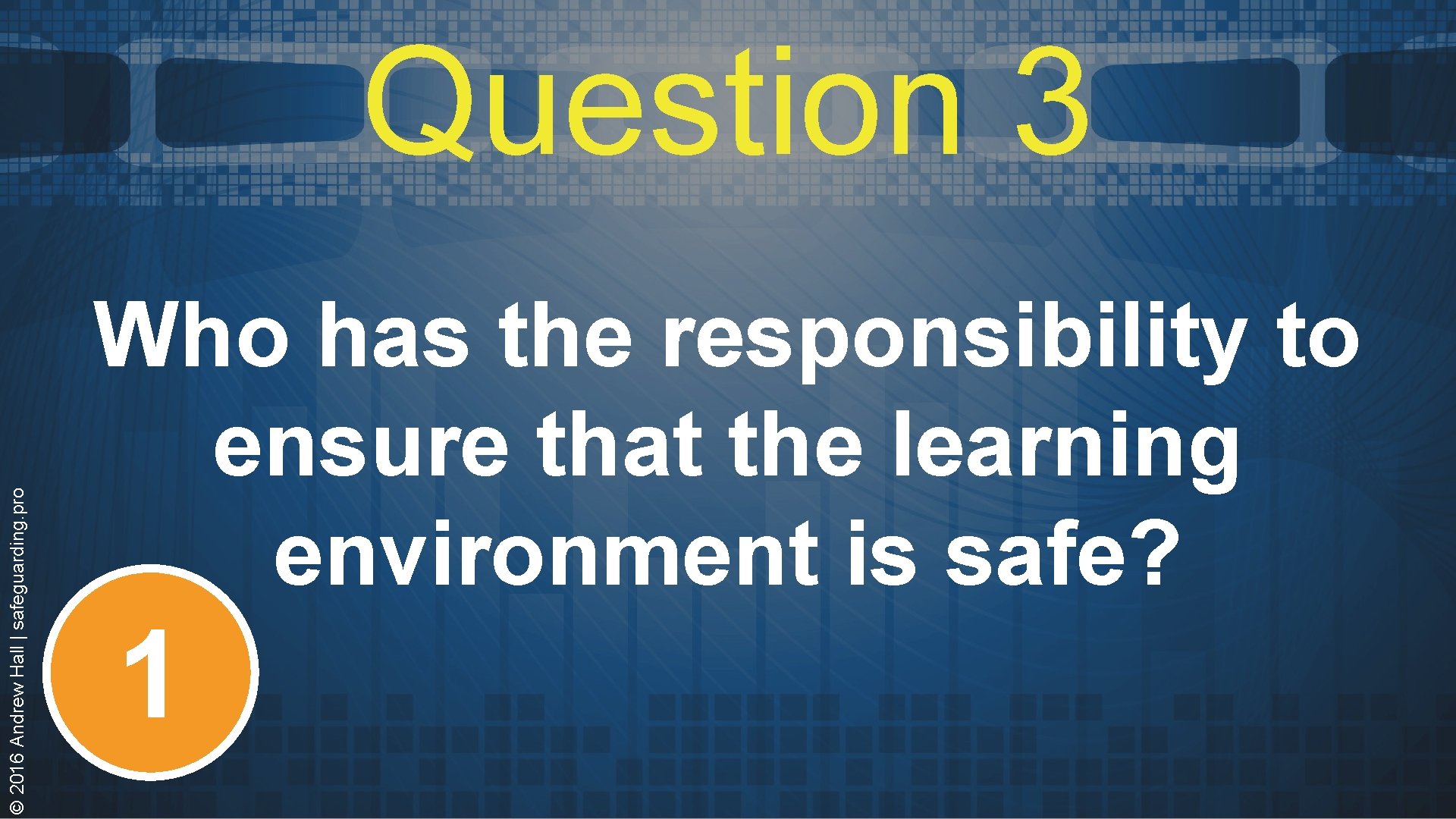 © 2016 Andrew Hall | safeguarding. pro Question 3 Who has the responsibility to