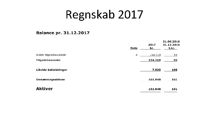 Regnskab 2017 Regnskab 2017