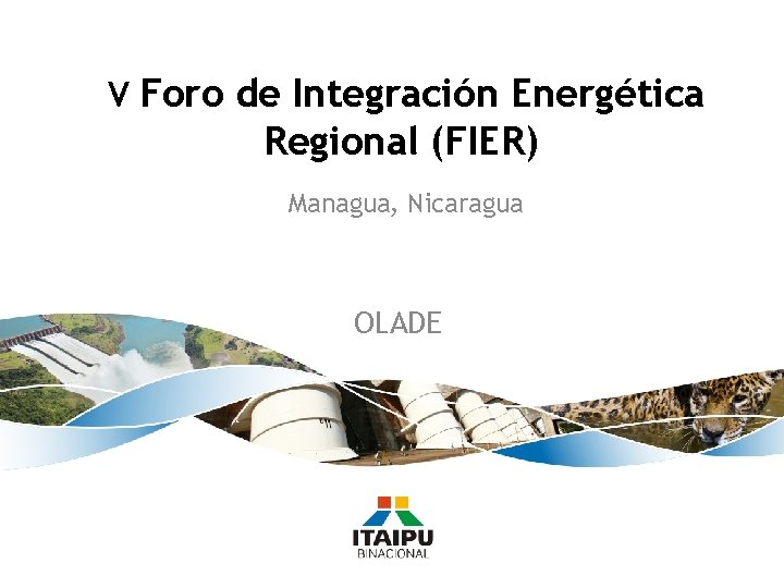V Foro de Integración Energética Regional (FIER) Managua, Nicaragua OLADE 