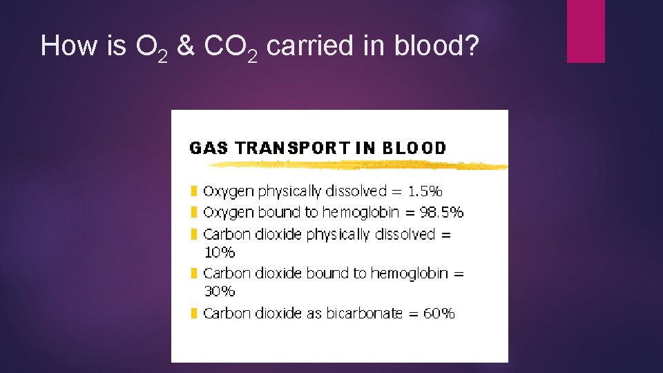 How is O 2 & CO 2 carried in blood? 