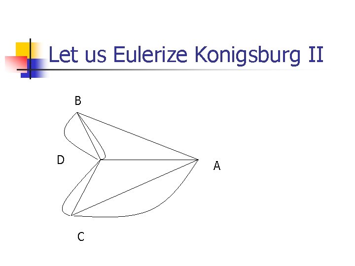 Let us Eulerize Konigsburg II B D A C Let us Eulerize Konigsburg II B D A C