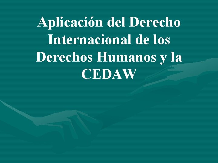 Aplicación del Derecho Internacional de los Derechos Humanos y la CEDAW 