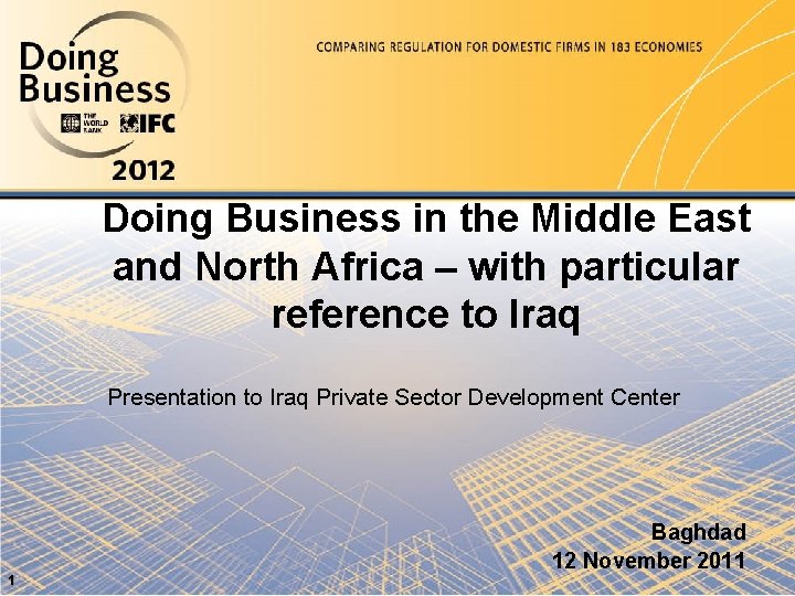 Doing Business in the Middle East and North Africa – with particular reference to
