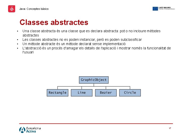 Java: Conceptes bàsics Classes abstractes • • Una classe abstracta és una classe que