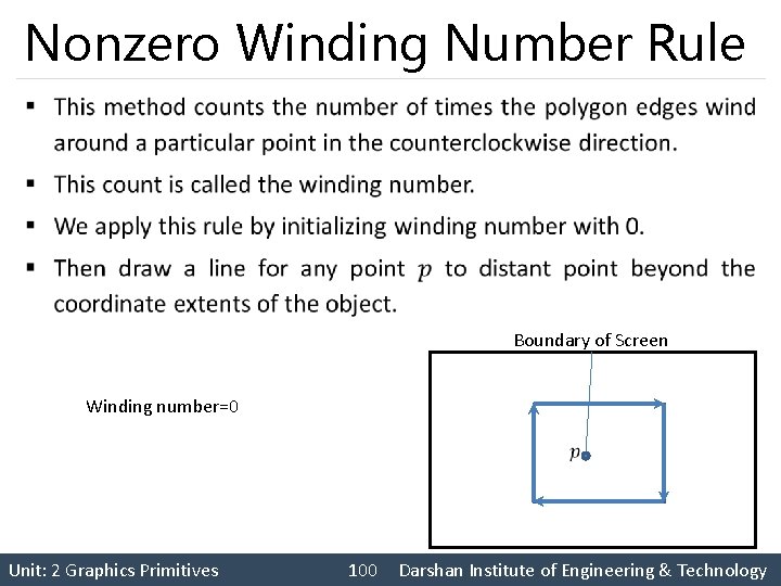 Nonzero Winding Number Rule § Boundary of Screen Winding number=0 Unit: 2 Graphics Primitives