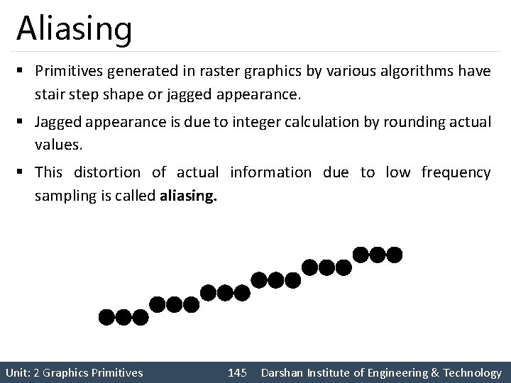 Aliasing § Primitives generated in raster graphics by various algorithms have stair step shape