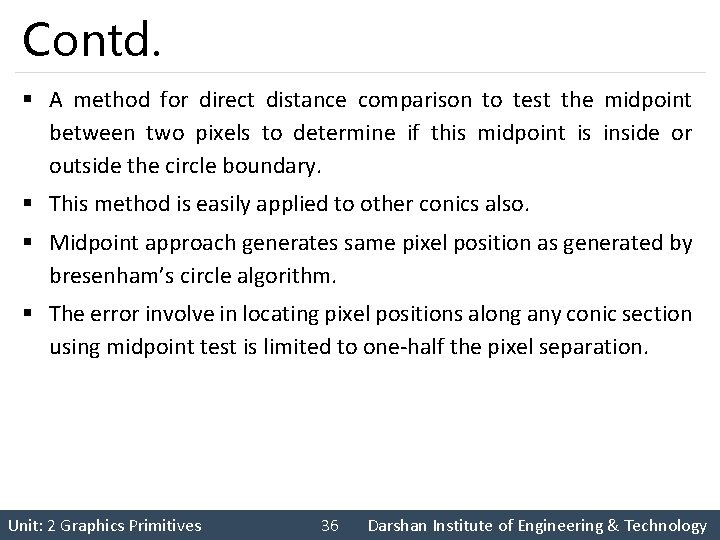 Contd. § A method for direct distance comparison to test the midpoint between two