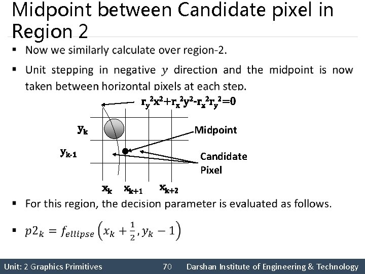 Midpoint between Candidate pixel in Region 2 § ry 2 x 2+rx 2 y