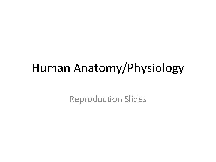 Human Anatomy/Physiology Reproduction Slides Human Anatomy/Physiology Reproduction Slides