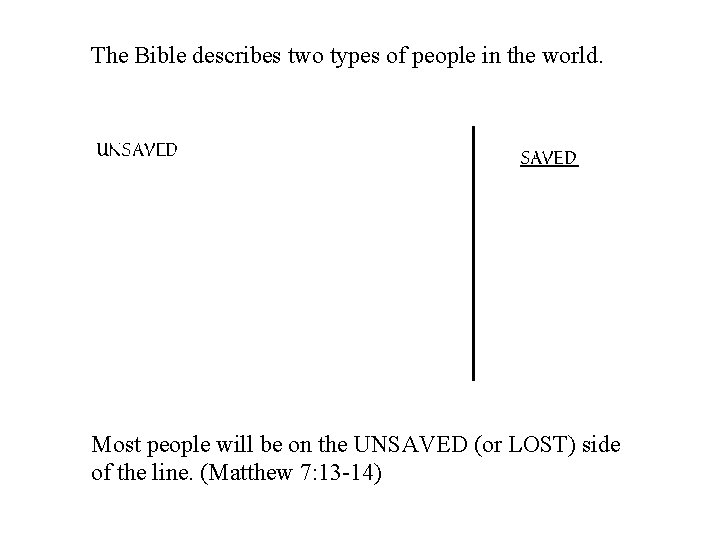 The Bible describes two types of people in the world. Most people will be