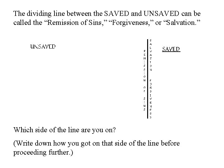 The dividing line between the SAVED and UNSAVED can be called the “Remission of