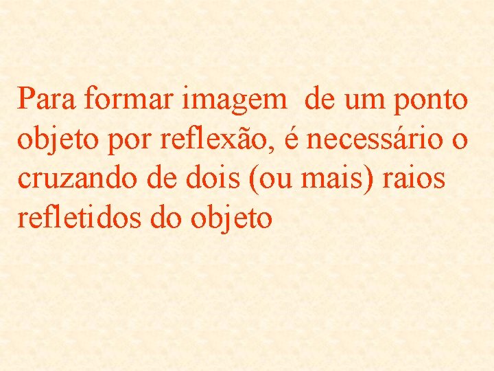 Para formar imagem de um ponto objeto por reflexão, é necessário o cruzando de